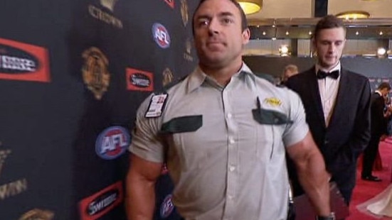 Wesley Newell and his biceps were the target for social media appreciation in 2016 when he delivered the Brownlow votes on national television.