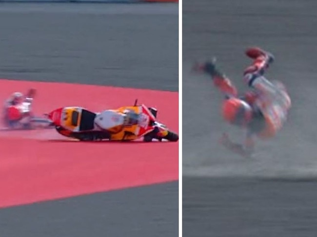 Marc Marquez suffered a scary crash in practice at the Indonesian Grand Prix.