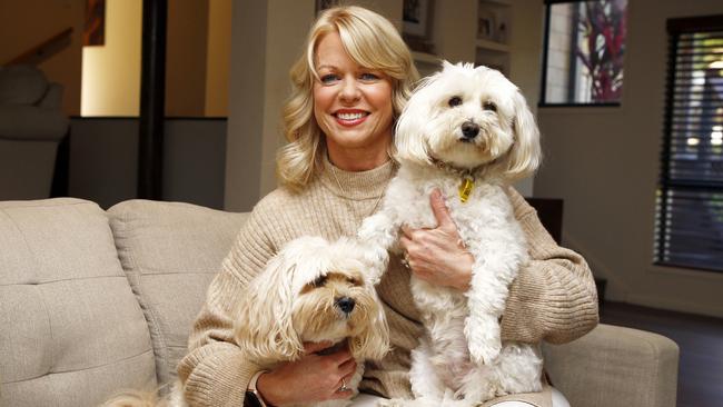 Sally Fox with her Cavoodle Brandy and Moodle Billy Joel. Picture: Tertius Pickard