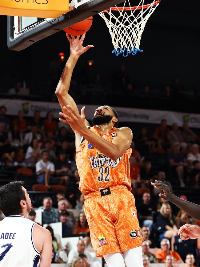 Taipans' Pedro Bradshaw heads straight to the basket in the National Basketball League (NBL) match between the Cairns Taipans and the Adelaide 36ers, held at the Cairns Convention Centre. Picture: Brendan Radke