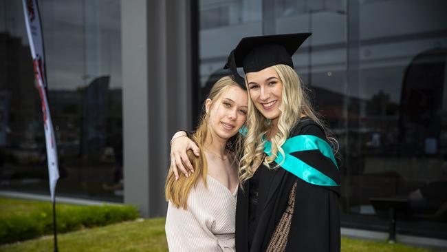 Sammy and Claire Doyle. University of Tasmania Graduations. Federation Concert Hall, Hobart. Picture: RICHARD JUPE