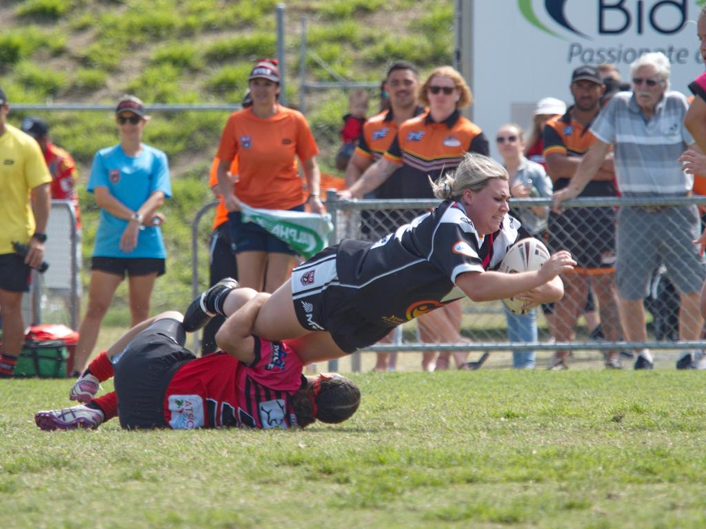 August 28th, 2021 Picture: Marty Strecker Roselyn Ketchenn-Field brings down Magpies Jolie Lock