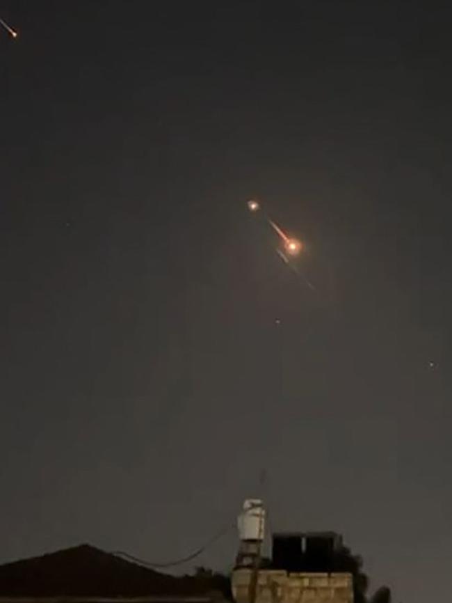 Explosions lighting up the Jerusalem sky during the attack. Picture: AFPTV/AFP.