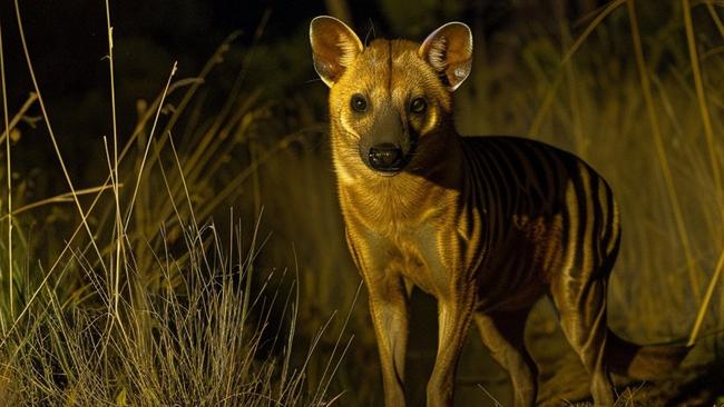 An AI-generated image of a thylacine which could soon be  brought back from extinction by scientists from the US bioscience company Collosal.