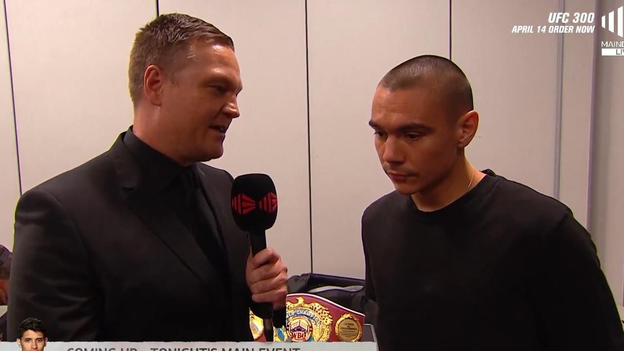 Ben Damon chats to Tim Tszyu before the fight.