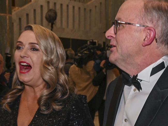 CANBERRA, AUSTRALIA - NewsWire Photos September 07, 2022: PM Anthony Albanese and his partner Jodie Haydon arriving at the Midwinter Ball at Parliament House in Canberra. Picture: NCA NewsWire / Martin Ollman