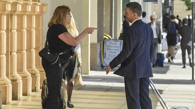 Dr Janice Duffy, left, and Peter Campbell, counsel for Google, outside court. Picture: NCA NewsWire / Roy VanDerVegt.