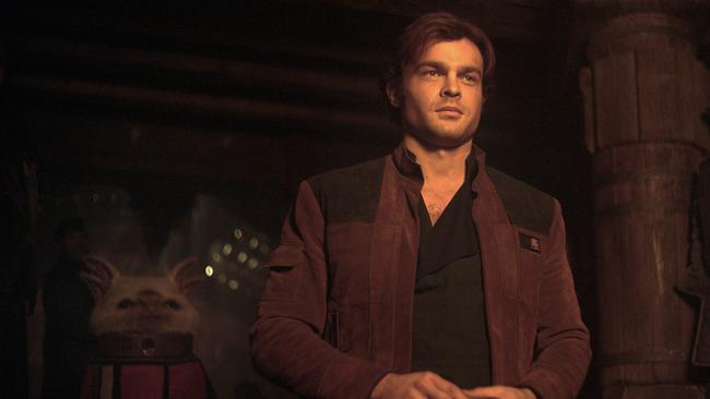 This image released by Lucasfilm shows Alden Ehrenreich as Han Solo in a scene from "Solo: A Star Wars Story." (Lucasfilm via AP)