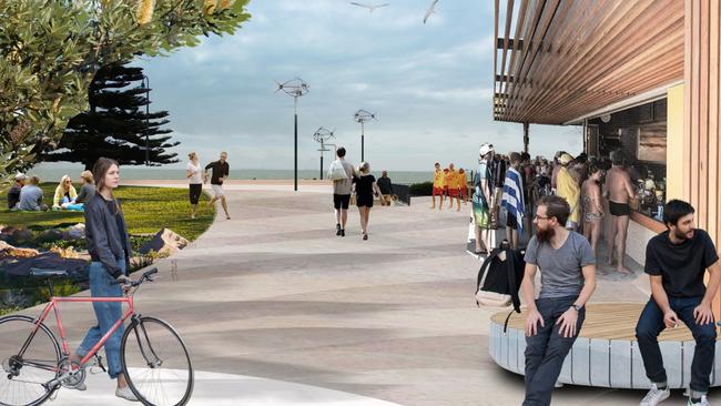 An artist's impression of the plaza planned in Yankalilla Council's planned Normanville foreshore upgrade. Picture: Oxigen