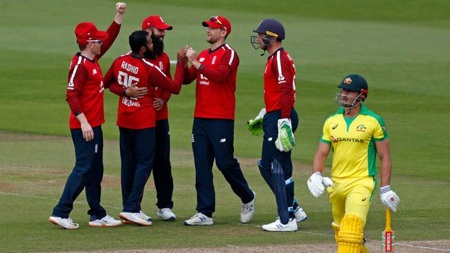 Marcus Stoinis exits the middle after making 35. Picture: AFP Photo