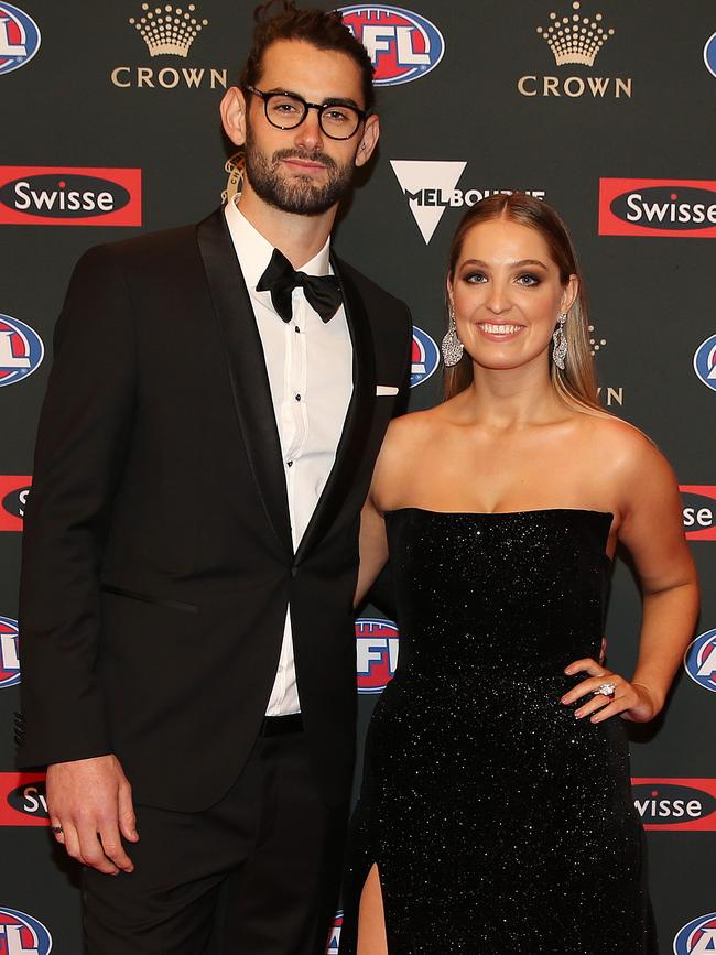 Brodie Grundy with girlfriend Rachael Wertheim at the Brownlow Medal. Picture: Michael Klein