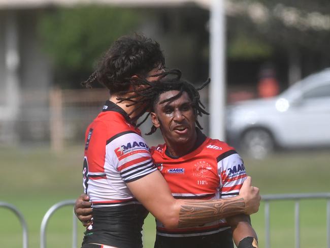 Kirwan State High School hosts St Patrick's College, Mackay, in round 1 of the 2025 Aaron Payne Cup. Kirwan's Manua Dau runs 60 meters for individual tray. Picture: Evan Morgan