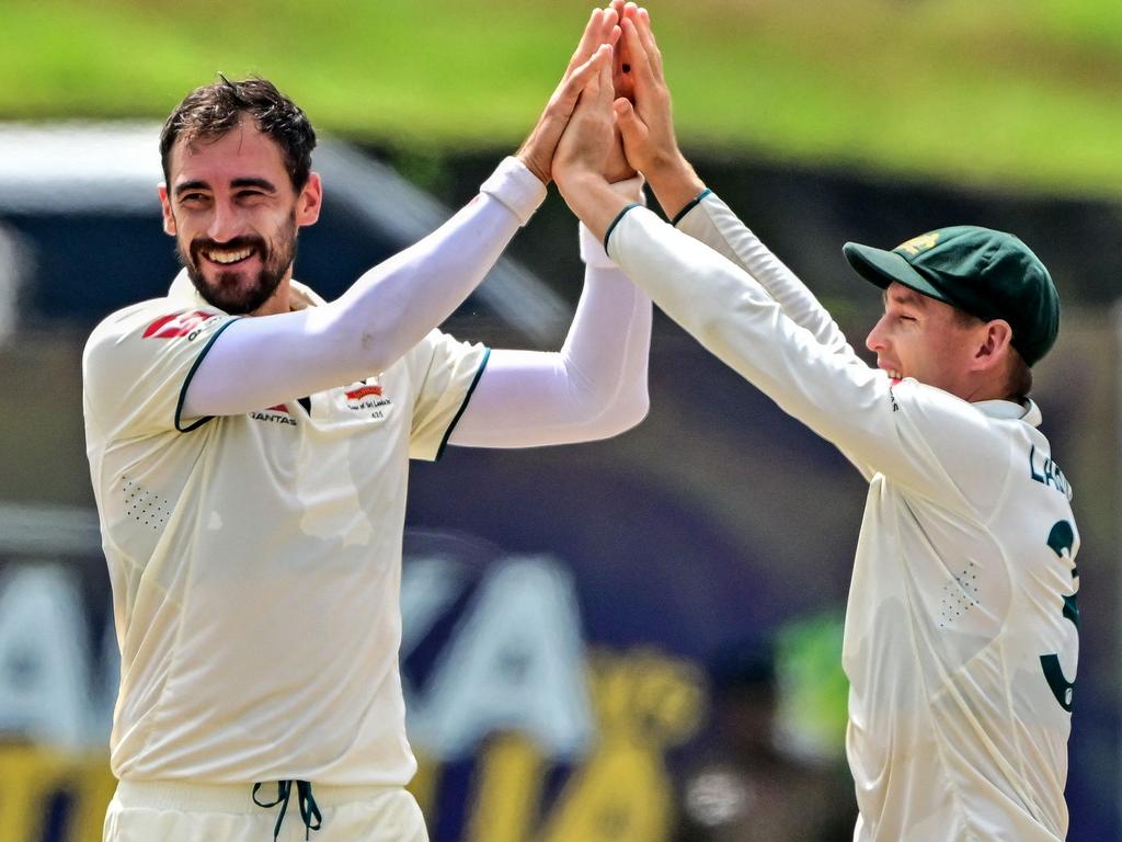 That is because the Australian men’s team is on tour in Sri Lanka at the moment, a bit of an oversight considering none of the best men’s cricketers in the country will be there. That includes Alyssa Healy’s husband Mitchell Starc, who was celebrating a wicket in last week’s Test. Photo by Ishara S. KODIKARA / AFP