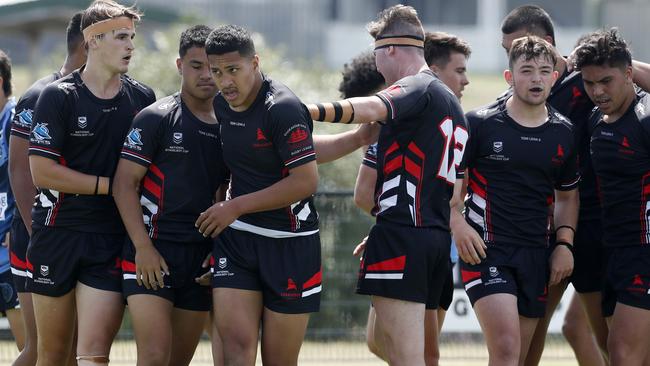 Lajuan Vito celebrating his try for Endeavour Sports. Picture: Jonathan Ng