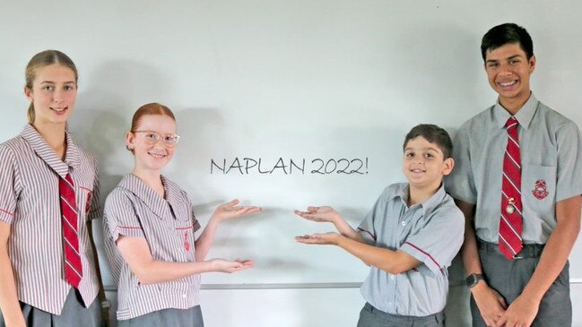 (From left to right) Whitsunday Anglican School students Chloe Ralph (Year 9), Asher Hobbs (Year 5), Ibrahim Musameh (Year 3) and Declan Loveless (Year 9). Picture: Contributed
