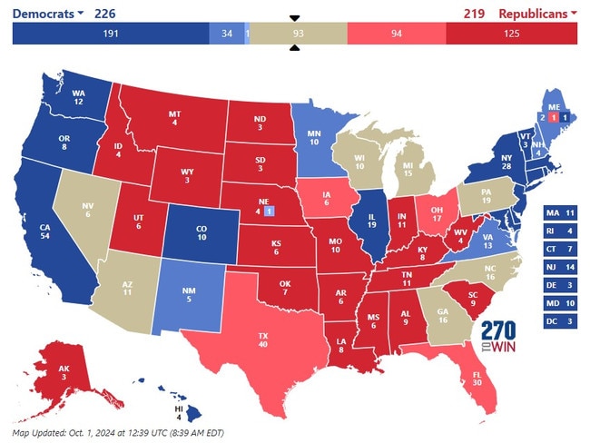 A map from 270towin. Picture: Supplied