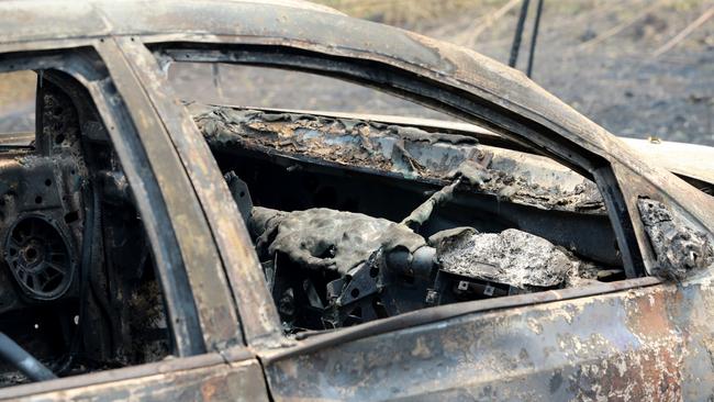 The aftermath of the bushfire that tore through Bobin, near Taree on the NSW mid north coast. Picture: Nathan Edwards.