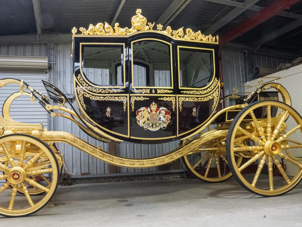 The coach Australian master coach builder Jim Frecklington MVO OAM FAIHA is making for King Charles III at his Manly, Sydney workshop. Picture: Arthur Edwards