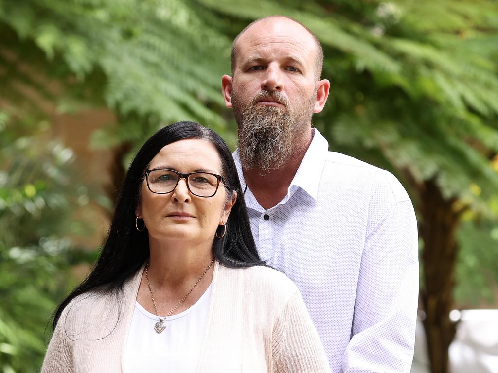 Michelle Liddle and Ben Beaumont outside Parliament House. Picture: Liam Kidston