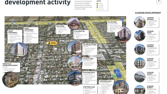 Other development around the concept plan for 71-75 King William Rd, Unley, where a land rezoning could allow a new building up to 10 storeys.