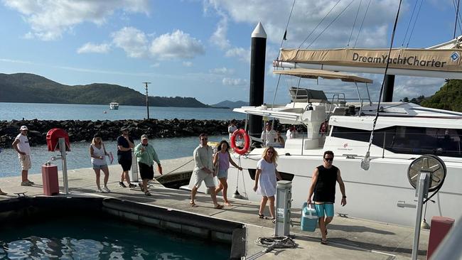 Filming Home and Away on Follow the Sun, a Fountaine Pajot Elba 45 with Queensland Yacht Charters. Photo: Contributed