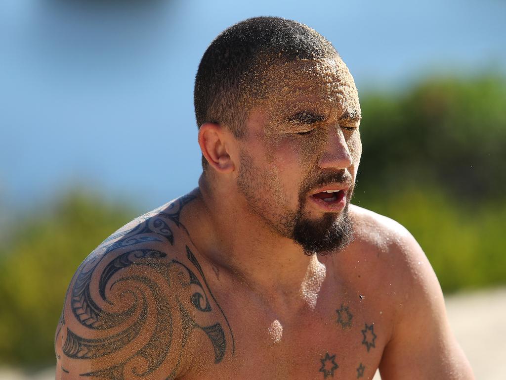 UFC fighter Rob Whittaker training at Wanda sand dunes, Cronulla. Picture: Brett Costello