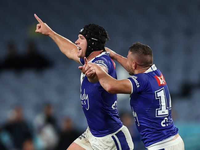 Matt Burton celebrates kicking the winning field goal. Picture: Getty Images