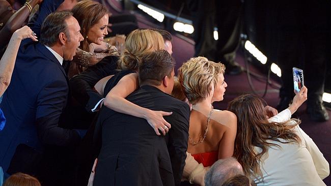 A rear view of the epic selfie. (Photo by John Shearer/Invision/AP)