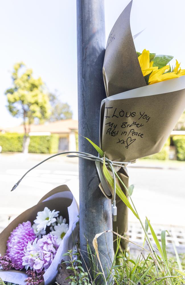 A tribute left at the scene of Levi Johnson’s stabbing murder.