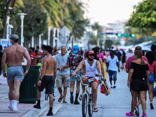 Despite surging cases in Florida, South Beach in Miami remains packed. Picture: AFP