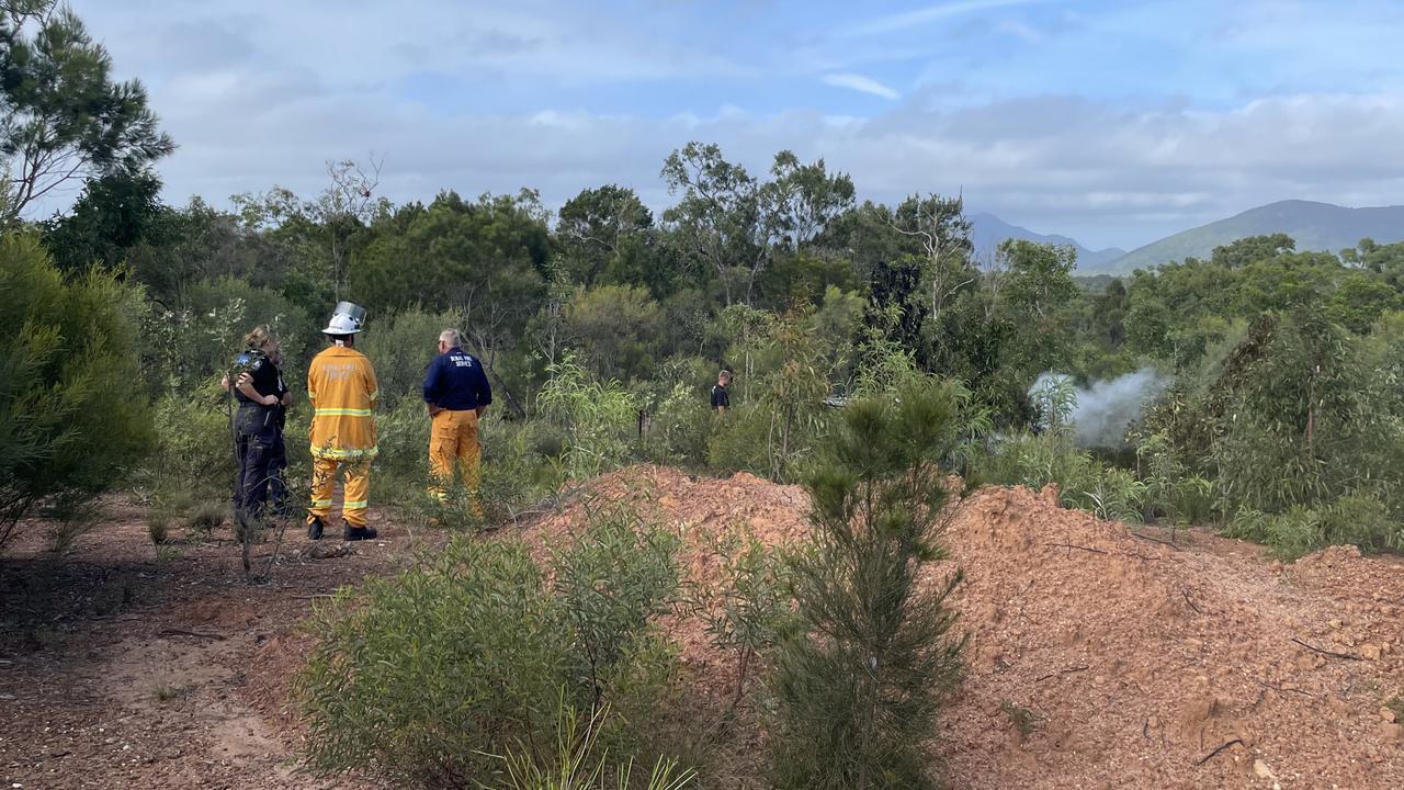 Emergency crews extinguished a vehicle that was on fire at Jochheims Rd in Bowen on Tuesday, April 23, 2024. Picture: Estelle Sanchez