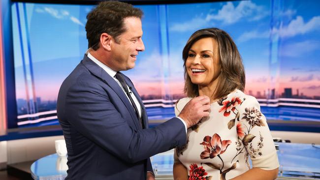 Karl Stefanovic and Lisa Wilkinson in action. Picture: Renee Nowytarger.