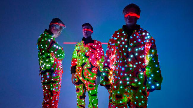 Australian electronic music trio Pnau, whose global chart triumph in 2021 opened doors for fresh collaborations on sixth album 'Hyperbolic'. Picture: Cybele Malinowski