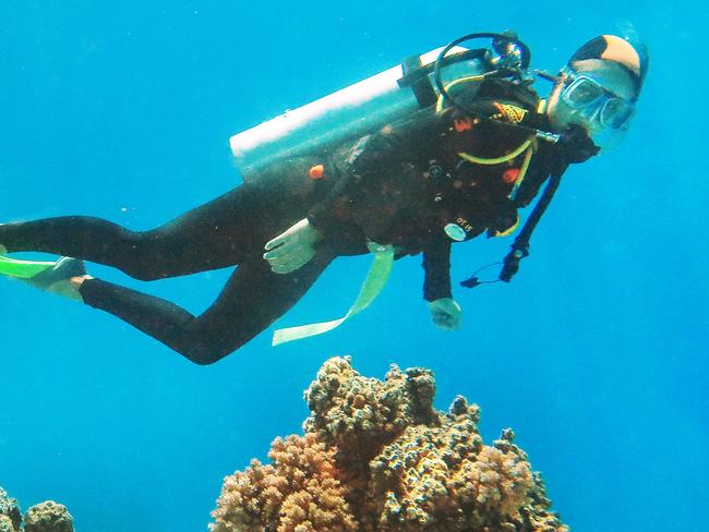 Dreamtime Dive and Snorkel are a new Reef tour operator in Cairns that showcase the indigenous cultures of far north Aborigines and Torres Strait Islanders. Norwegian tourists Guro Seline Herfoss, Vilde Sofie Einan and Asne Maeland scuba dive past hard and soft corals growing on Flynn Reef, part of the Great Barrier Reef marine park off the coast of Cairns. PICTURE: BRENDAN RADKE