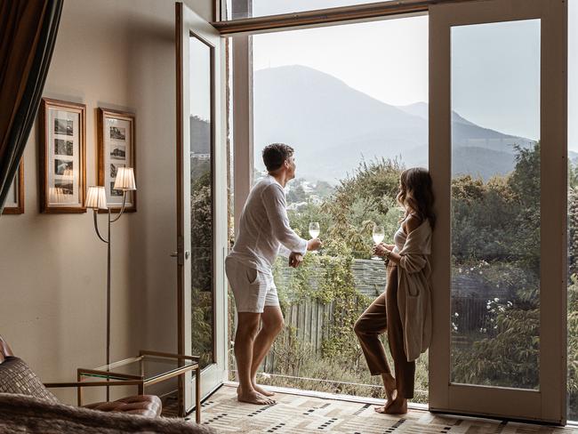 A room looking out to Mt Wellington/kunanyi at The Islington Hotel in Hobart. Picture: Mauricio Esteban Mozo