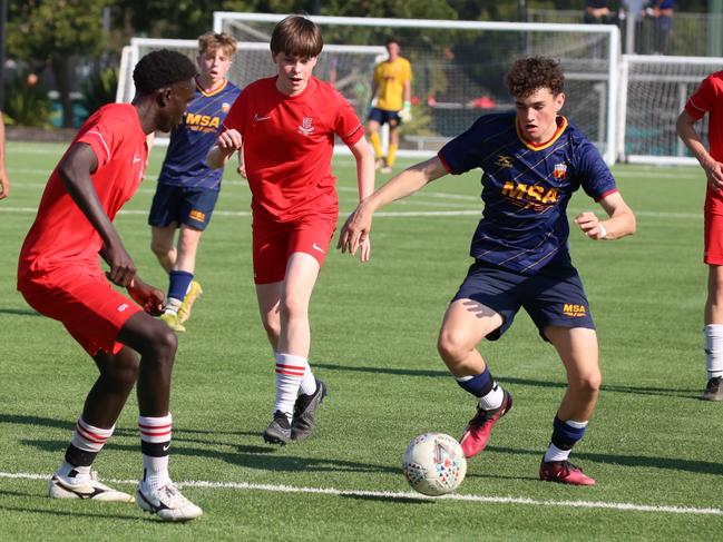 Maribyrnong's Winston Ashburner during the Bill Turner School Football National finals. Picture: Lloyd Turner