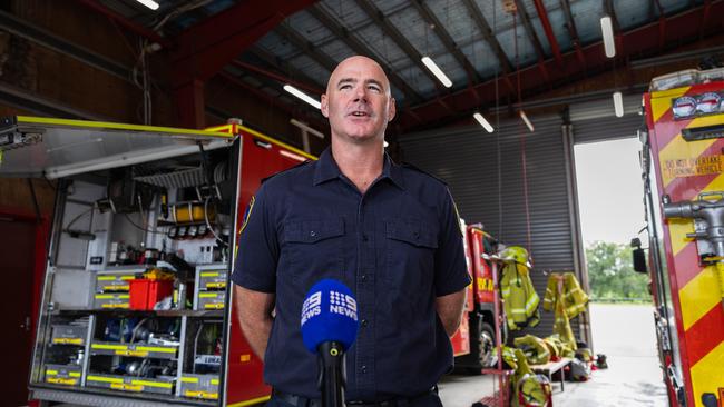 Firefighter David Small at a media opportunity after NTFRS members returned from Vanuatu in January, 2025. Picture: Pema Tamang Pakhrin