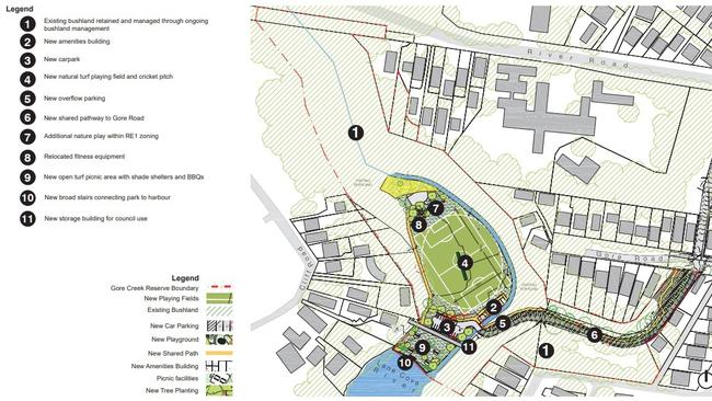 The revised master plan proposes a new amenities building, a natural turf playing field and a new picnic area. Picture: Taylor Brammer Landscape Architects Pty Ltd