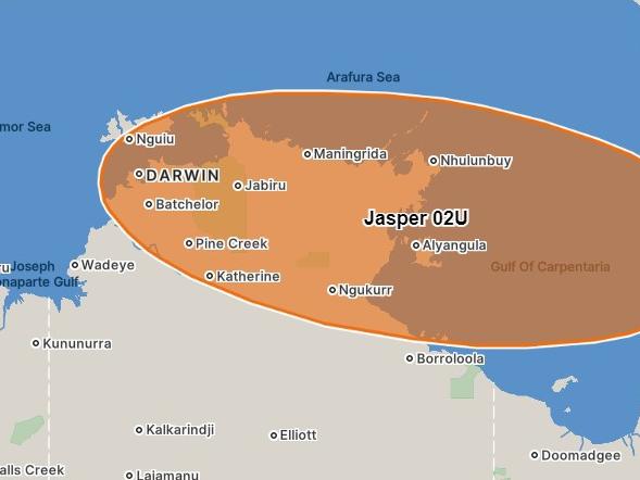 The Bureau of Meteorology seven-day cyclone forecast shows there is a 25 per cent chance Cyclone Jasper could reach Darwin by 9.30am, Sunday December 17.