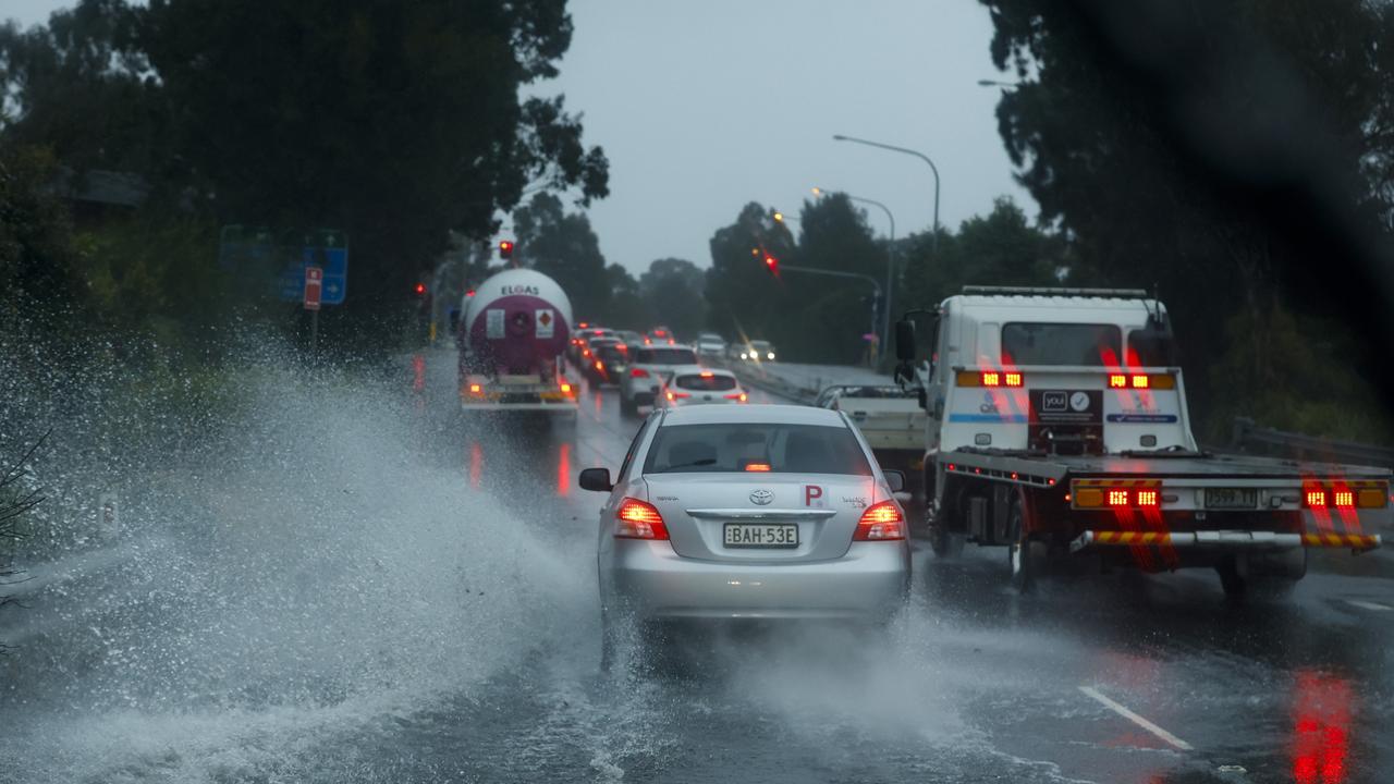 Wet conditions along Richmond Road the suburb of Marsden Park. (Photo by Jenny Evans/Getty Images)