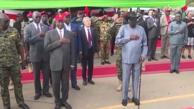 President Salva Kiir appears to wet himself