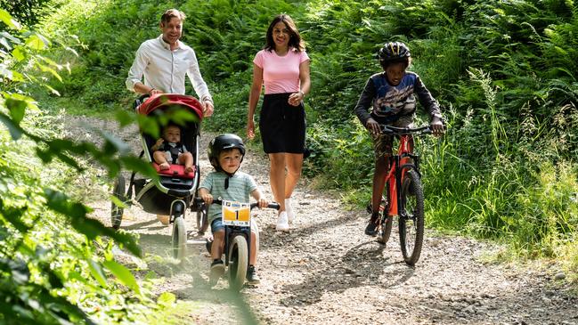 Cadel Evans with his family. Pictured, left to right, are Cadel, Blake, Aidan, Stefania and Robel. Picture: Supplied