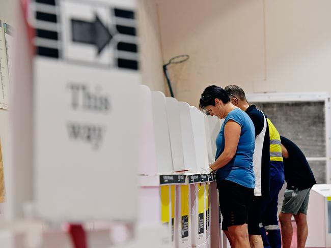 Palmerston residents at the Palmerston College voting centre for the Palmerston council election.