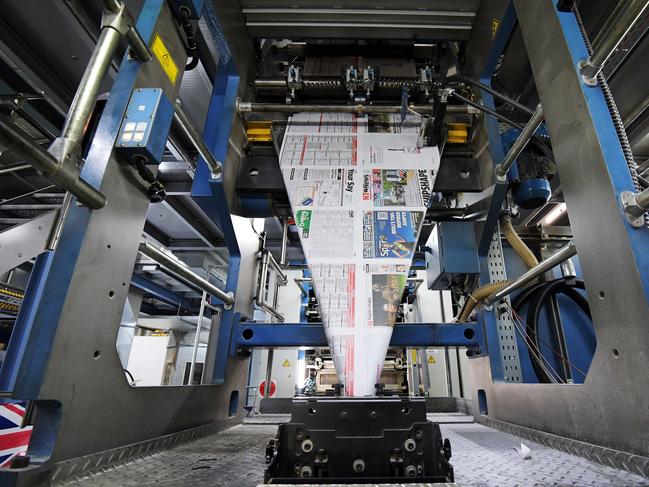 Inside a printer room where newspapers are printed. Picture: Keri Megelus