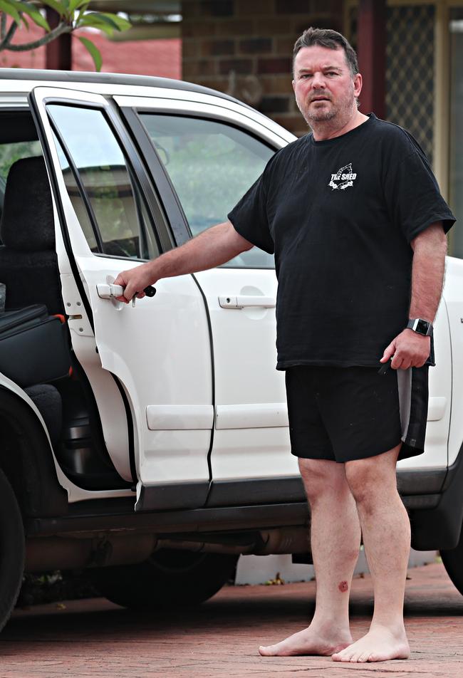 Suspended Logan mayor Luke Smith outside his father’s house yesterday. Picture: Annette Dew