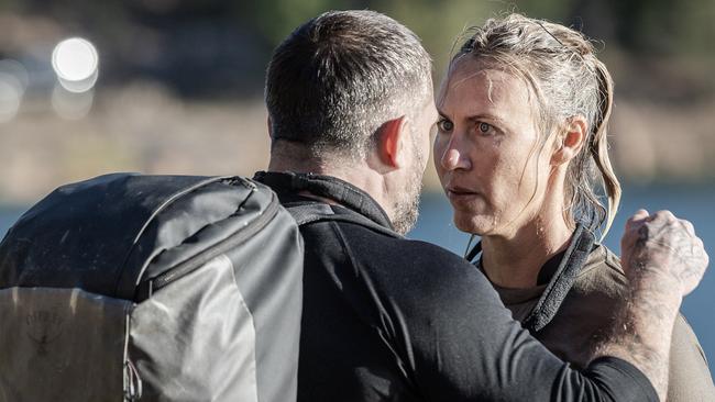 Alicia Molik doesn’t flinch as she cops an earbashing from Ant Middleton in the opening episode of SAS Australia Season 2. Picture: Seven