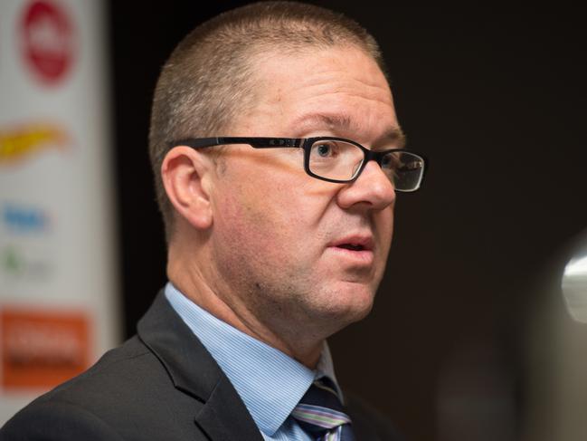 AFLPA/Essendon presser at Pullman Melbourne Albert Park. AFL Players' Association CEO Paul Marsh. Picture Stuart Walmsley.