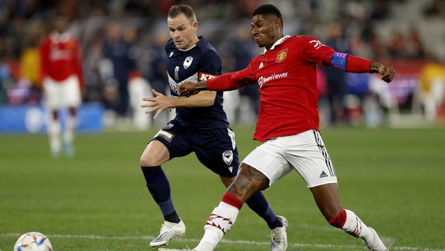 Manchester United’s Marcus Rashford in action during the game against Melbourne Victory. Picture: Getty