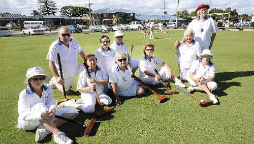 Members of the Ballina Croquet Club unhappy with the lease decision delivered by NSW Lands Minister Tony Kelly which deprives them of their independance from the Ballina Bowling and Recreation Club. . Picture: Doug Eaton