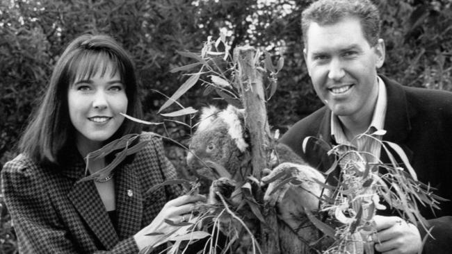 Jennifer Keyte with former colleague Steve Vizard and furry friend